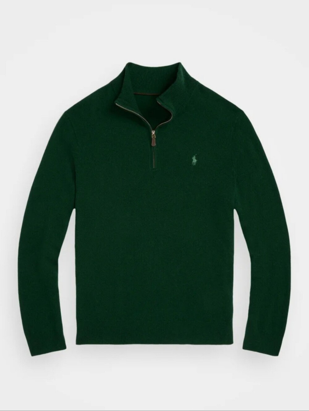 Polo Ralph Lauren Mens XL Dark Green Quater-Zip Sweater 100% Wool